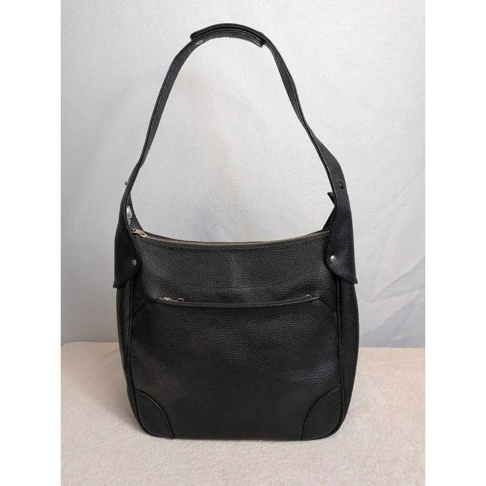 Samsonite Saturn Black Leather‎ Hobo Shoulder Bag Medium